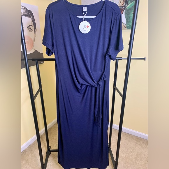 NWT ANRABESS Dress with Front Tie in Navy, Size XL - Picture 5 of 11